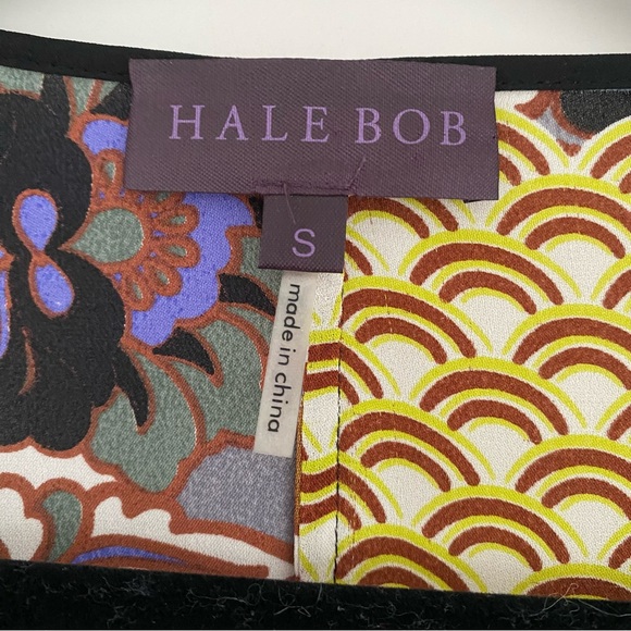 Hale Bob Floral Geo Patchwork 100% Silk Henley Dolman Tunic To, Medium - Picture 6 of 8